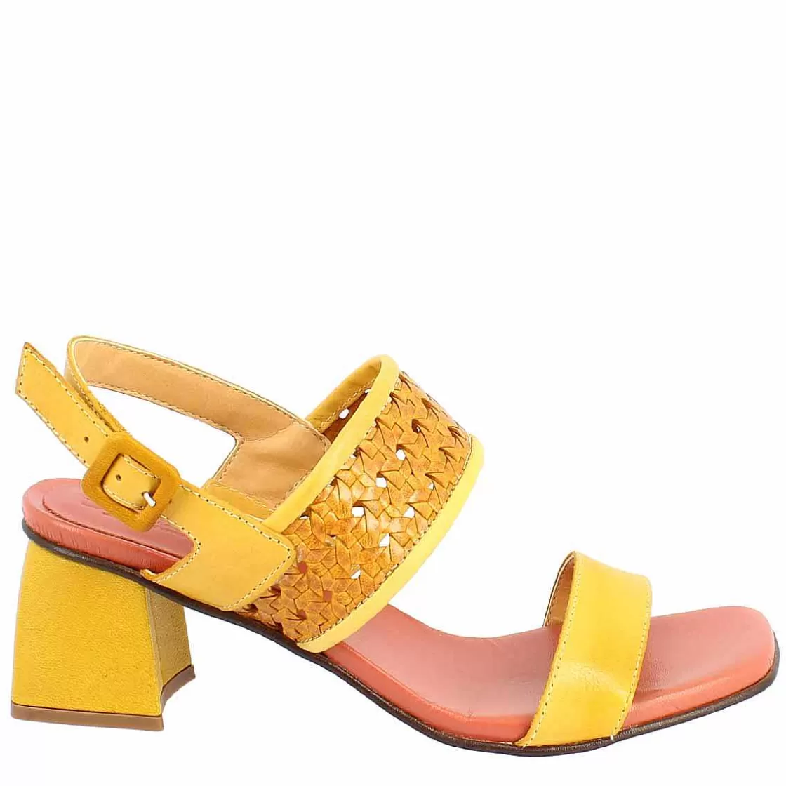 Leonardo Handmade Women'S Slingback Sandals In Yellow Leather. Best