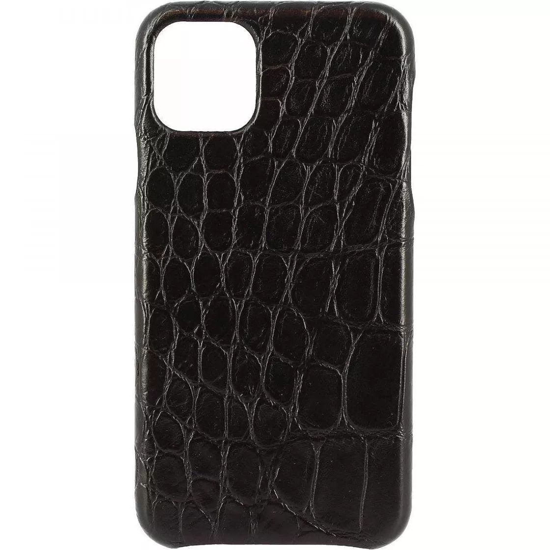 Leonardo Iphone Cover In Black Crocodile Embossed Leather Fashion