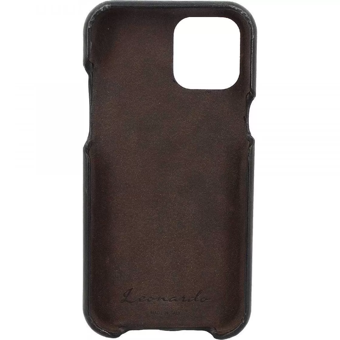 Leonardo Iphone Cover In Hand-Buffered Black Leather Sale