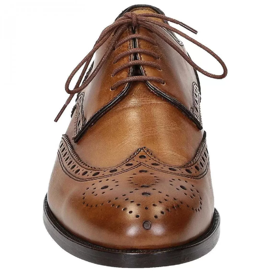 Leonardo Leather-Colored Men'S Lace-Up Shoes With Perforated Dovetail Toe Outlet