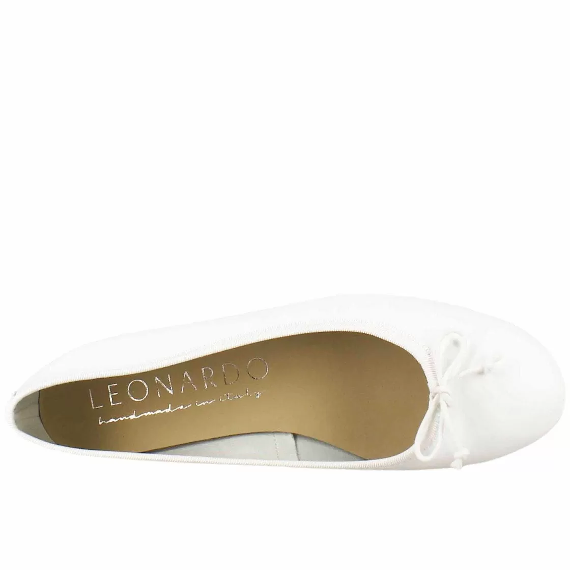 Leonardo Light White Women'S Ballet Flats In Smooth Leather Cheap