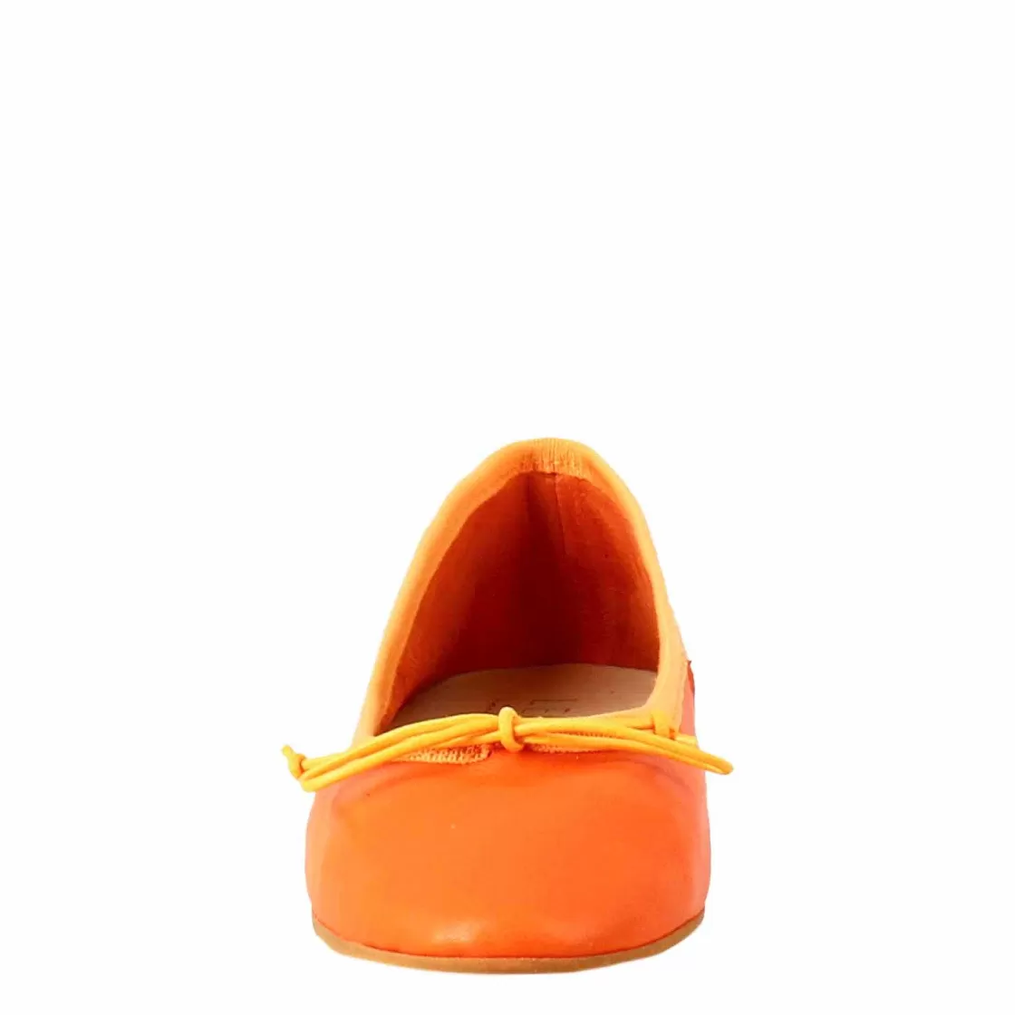 Leonardo Light Women'S Orange Flats Shoes In Smooth Leather Sale