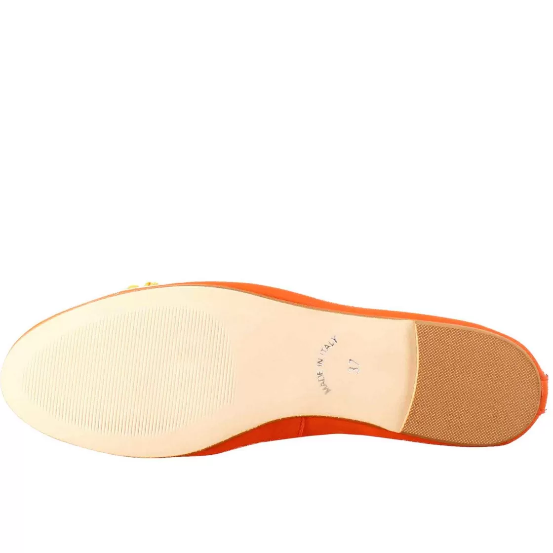 Leonardo Light Women'S Orange Flats Shoes In Smooth Leather Sale