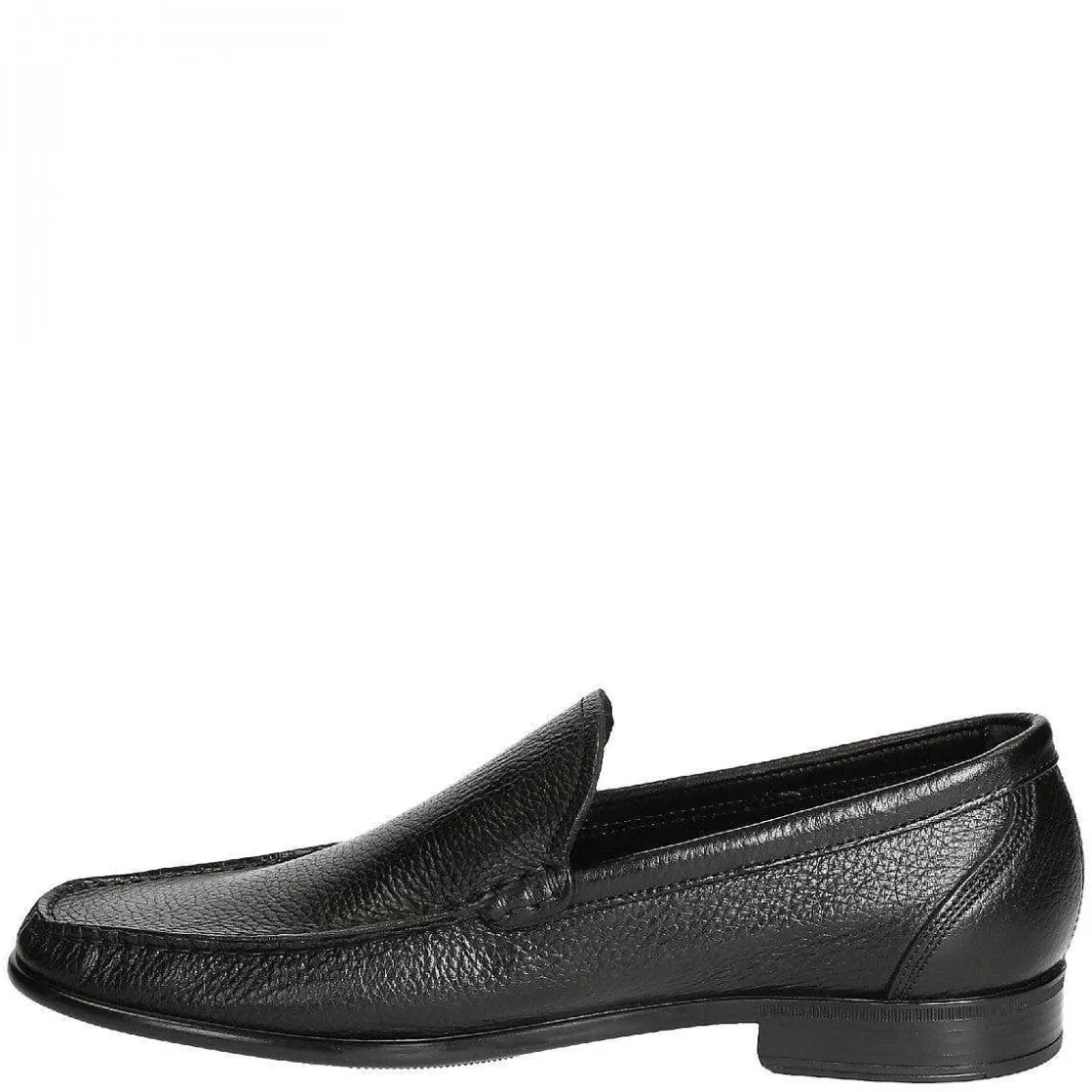 Leonardo Loafers In Black Textured Leather For Men Cheap