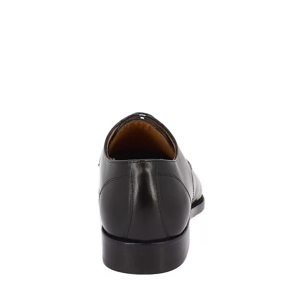 Leonardo Men'S Black Derby Lace-Up Shoe In Genuine Leather With Toe Cap Hot