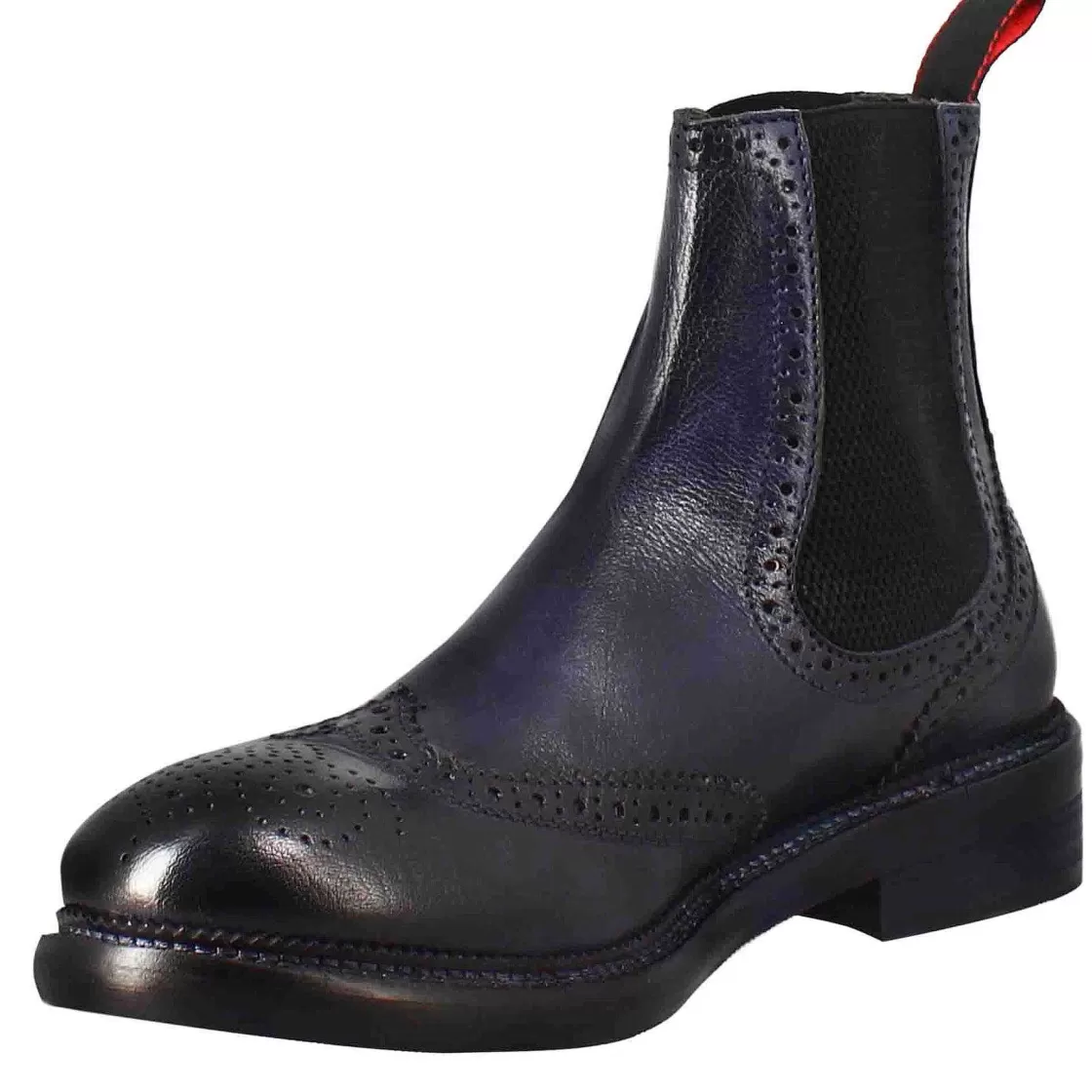 Leonardo Men'S Candy Chelsea Boot In Dark Blue Washed Leather Best Sale