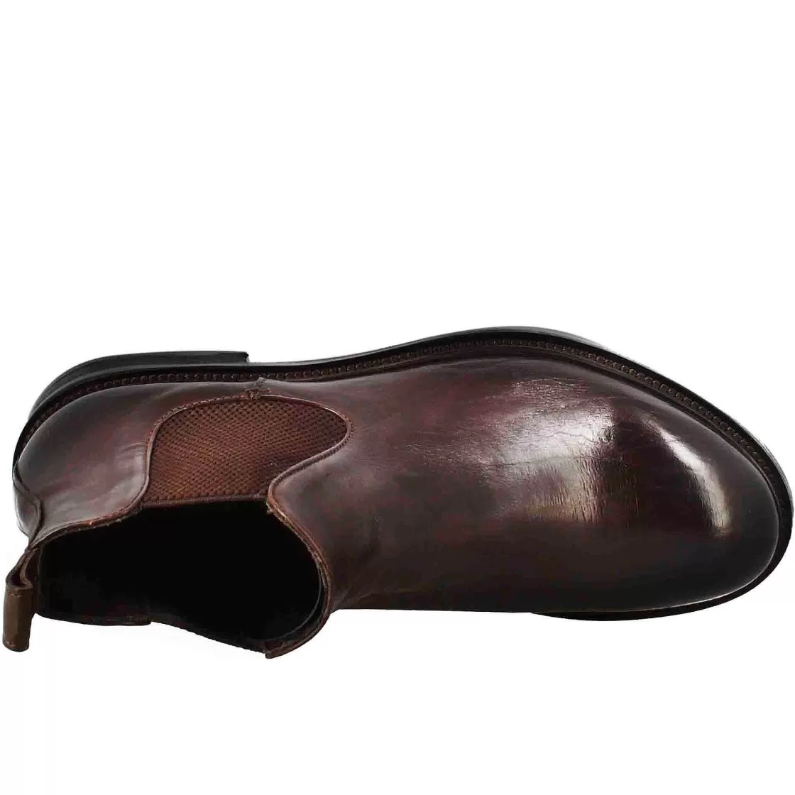 Leonardo Men'S Chelsea Diver Boot In Dark Brown Washed Leather Outlet