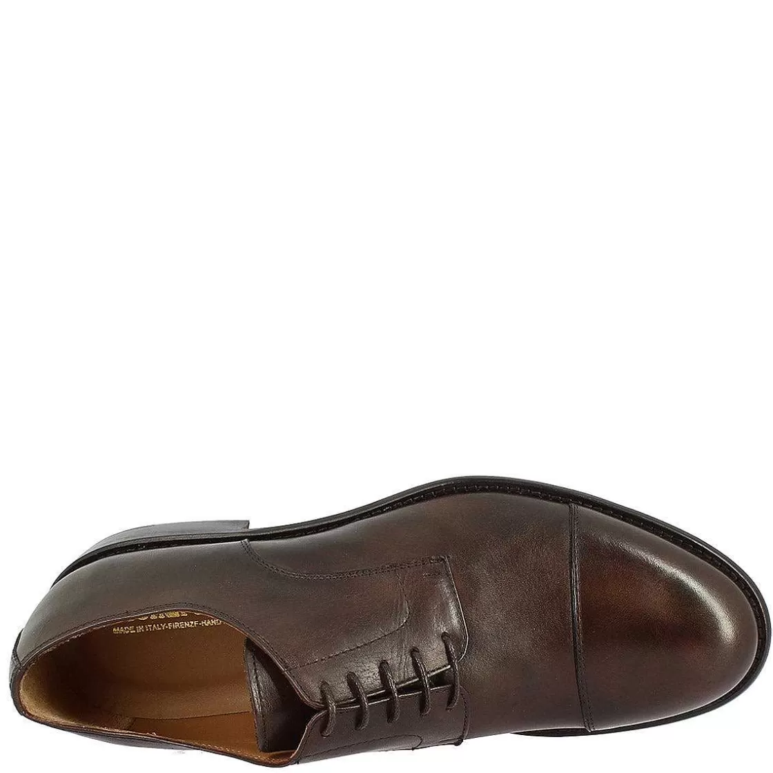 Leonardo Men'S Derby Shoes Handmade In Elegant Dark Brown Leather Hot