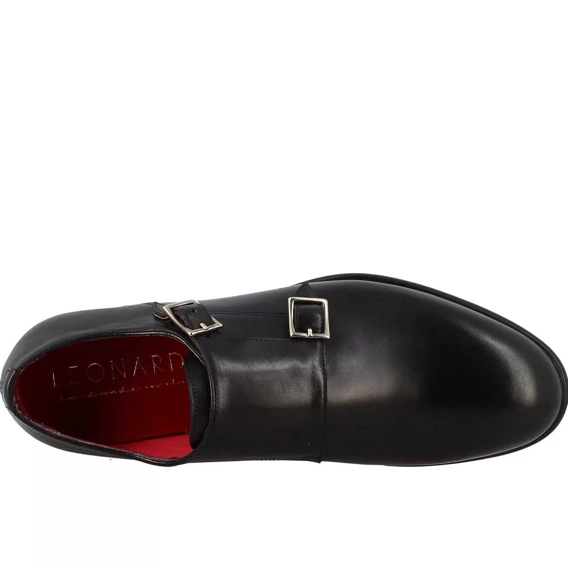 Leonardo Men'S Double Buckle Shoe In Black Leather Best Sale