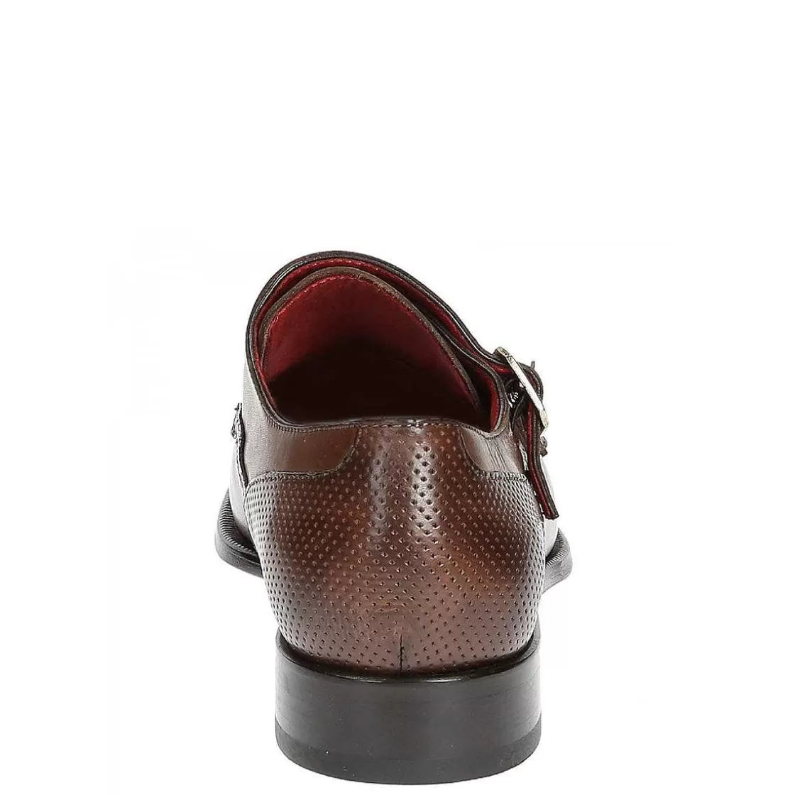 Leonardo Men'S Double Buckle Shoes In Brandy Leather Online