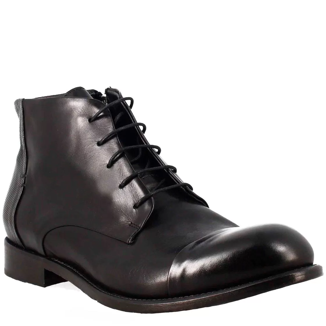 Leonardo Men'S Elegant Vintage Black Leather Ankle Boot Store