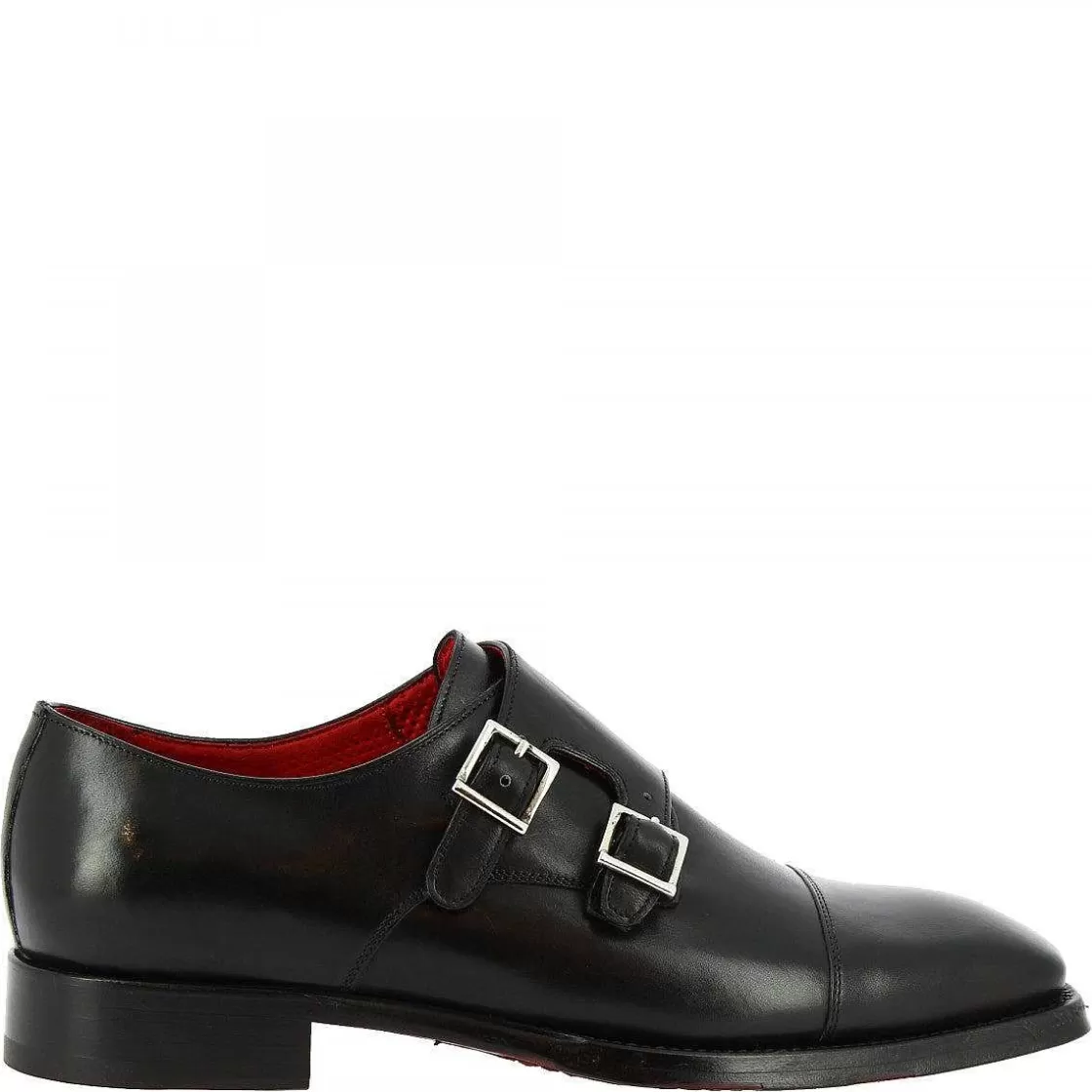 Leonardo Men'S Handmade Black Calf Leather Double Buckle Dress Shoes Online