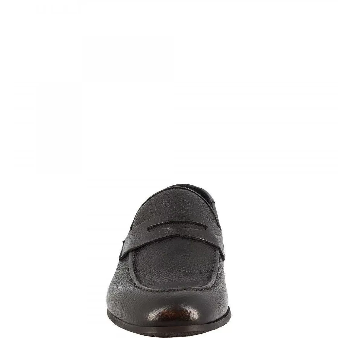Leonardo Men'S Handmade Elegant Round Toe Loafers In Black Leather Calfskin Shop