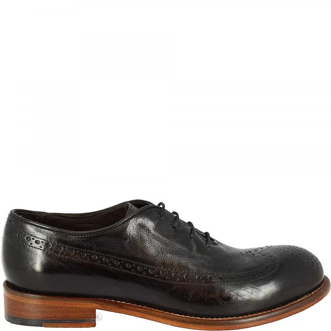 Leonardo Men'S Handmade Formal Brogues Lace-Up Shoes In Black Calf Leather Best