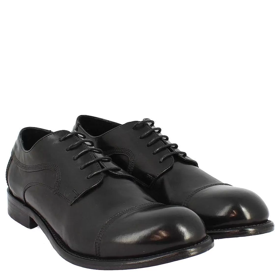 Leonardo Men'S Handmade Formal Lace-Up Shoes In Black Calf Leather Clearance
