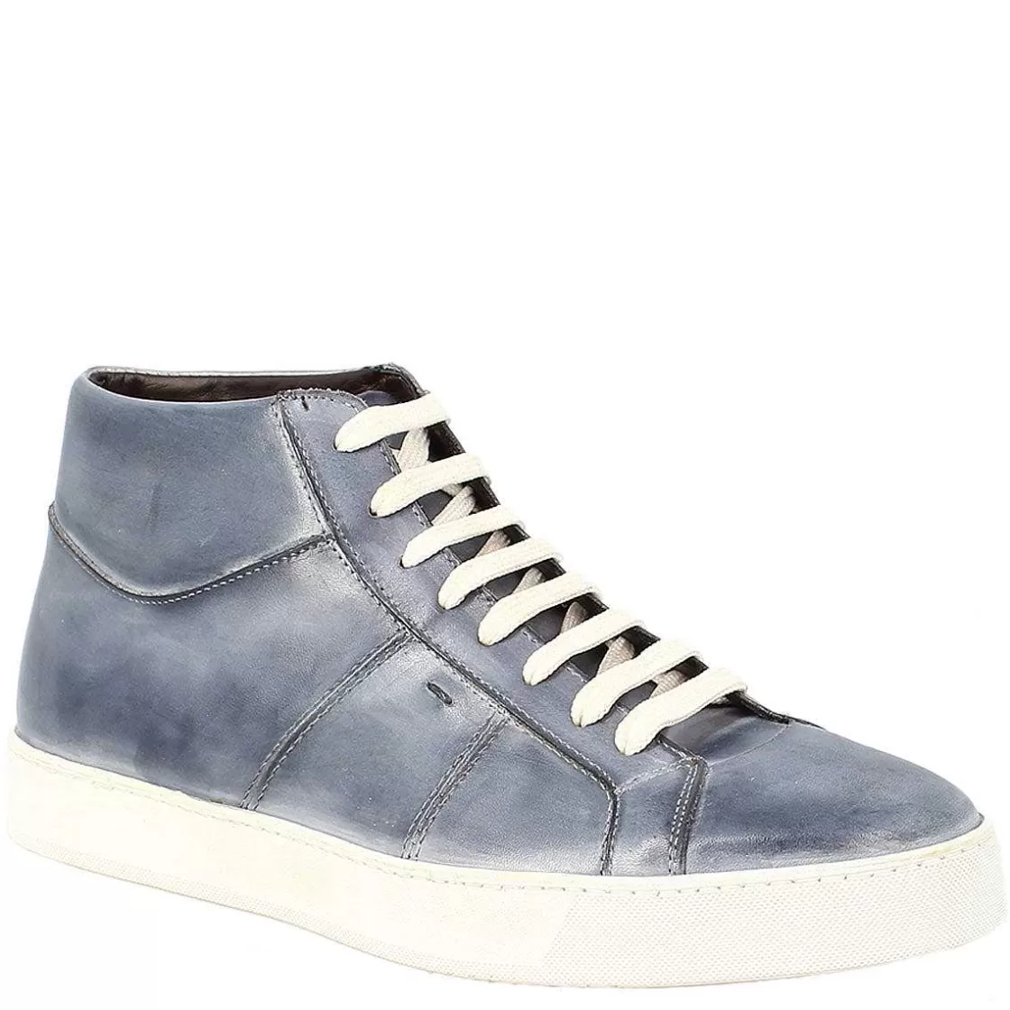 Leonardo Men'S Handmade High-Top Sneakers In Gray Calf Leather Outlet