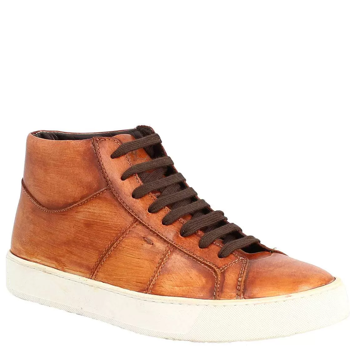 Leonardo Men'S Handmade High-Top Sneakers In Tan-Colored Leather Best