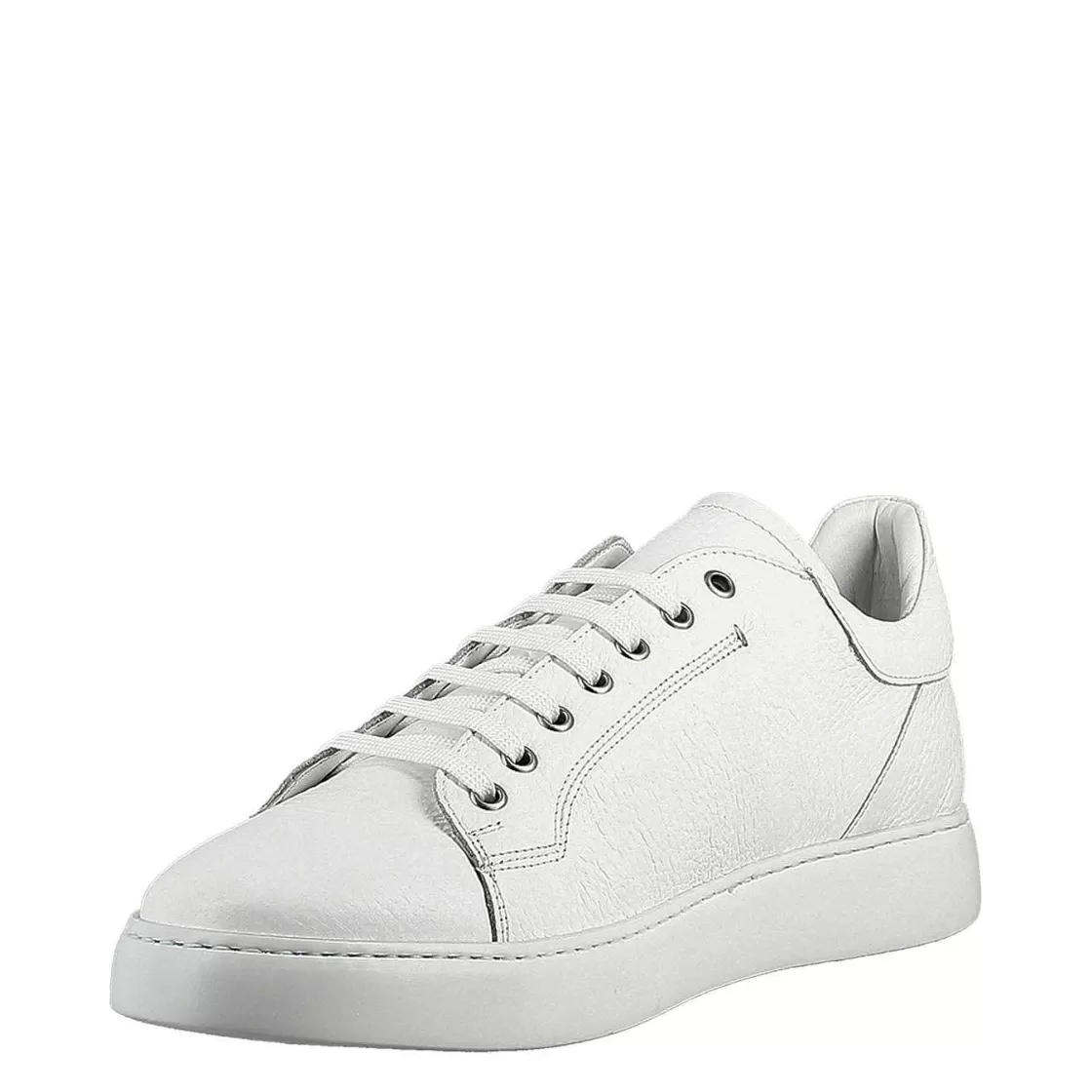 Leonardo Men'S Handmade Lace-Up Casual Shoes In White Leather Clearance