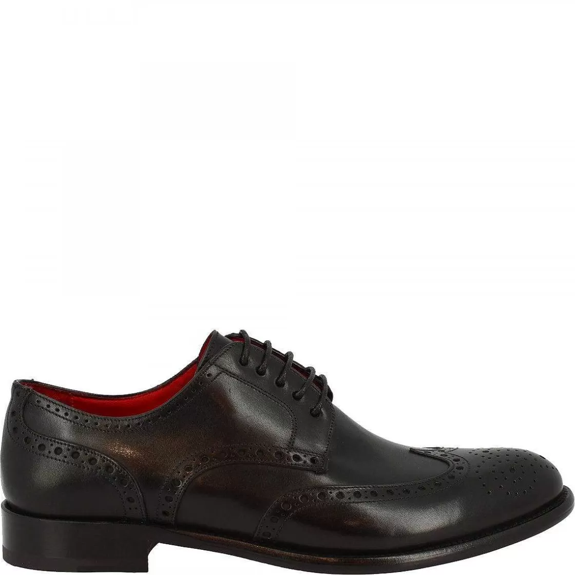 Leonardo Men'S Handmade Lace-Up Derby Brogues Shoes With Rounded Toe In Black Calf Leather Online