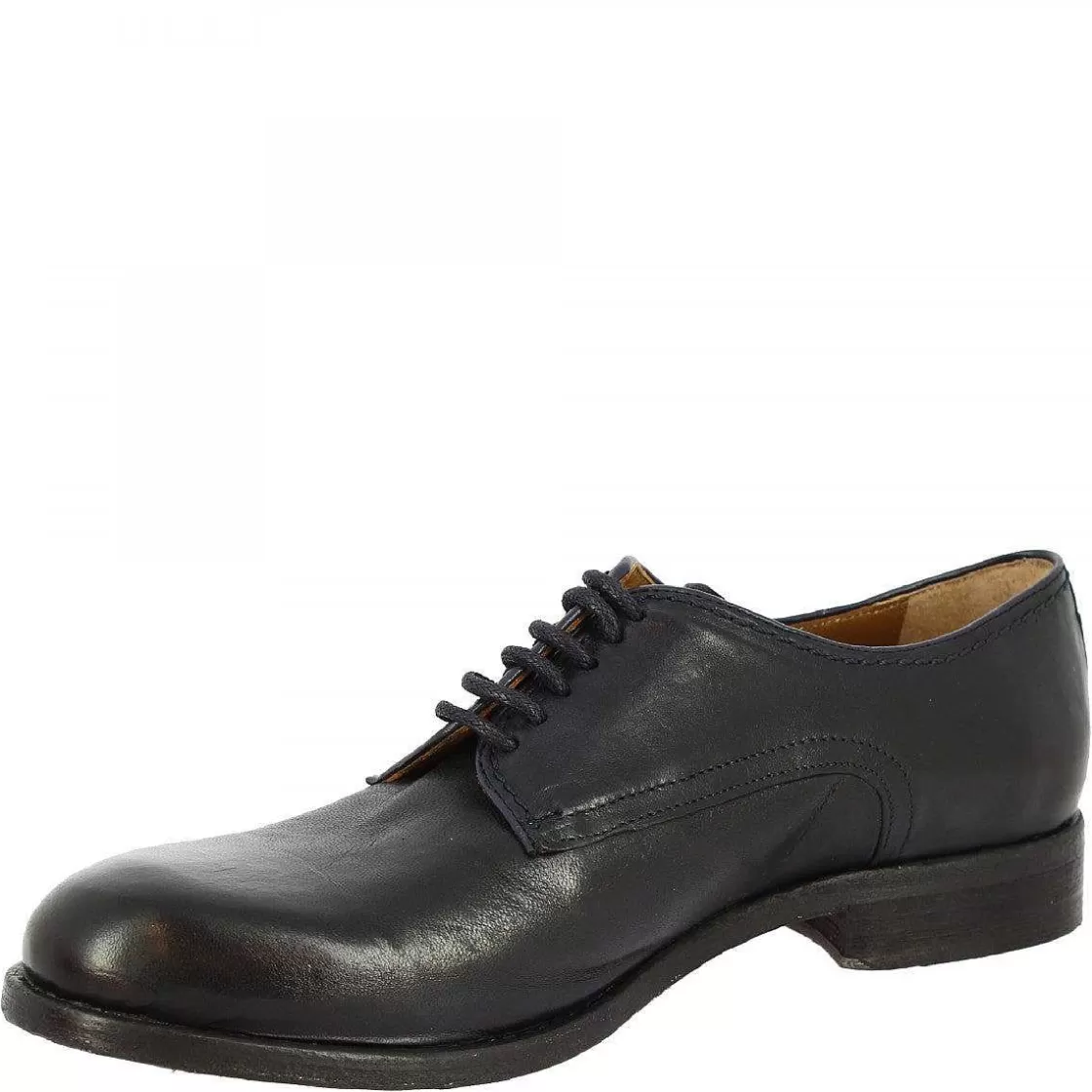 Leonardo Men'S Handmade Lace-Up Oxford Shoes In Blue Black Calf Leather Discount
