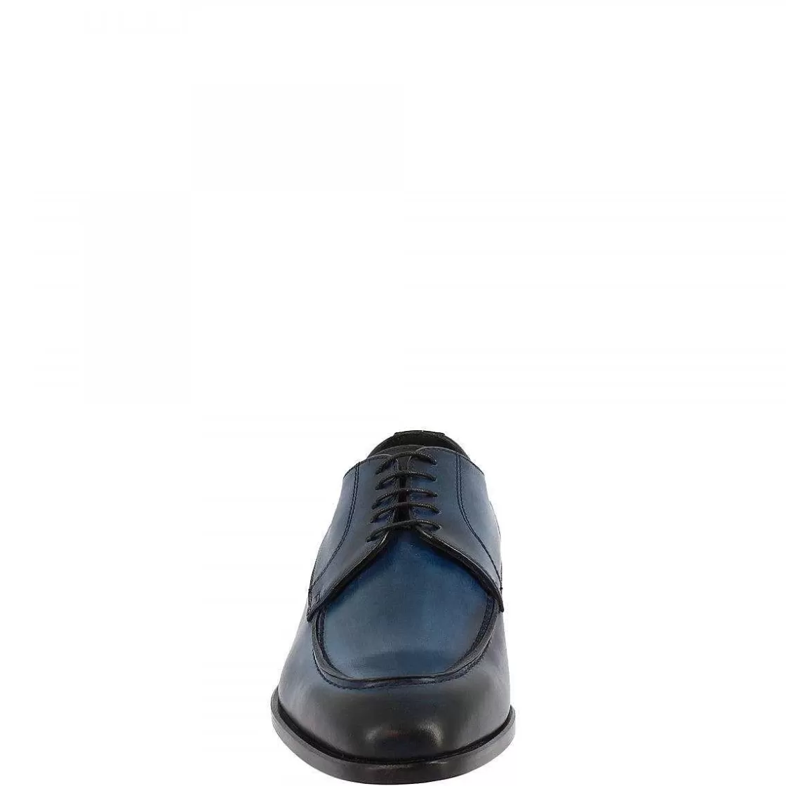 Leonardo Men'S Handmade Lace-Up Shoes In Blue Calf Leather Outlet