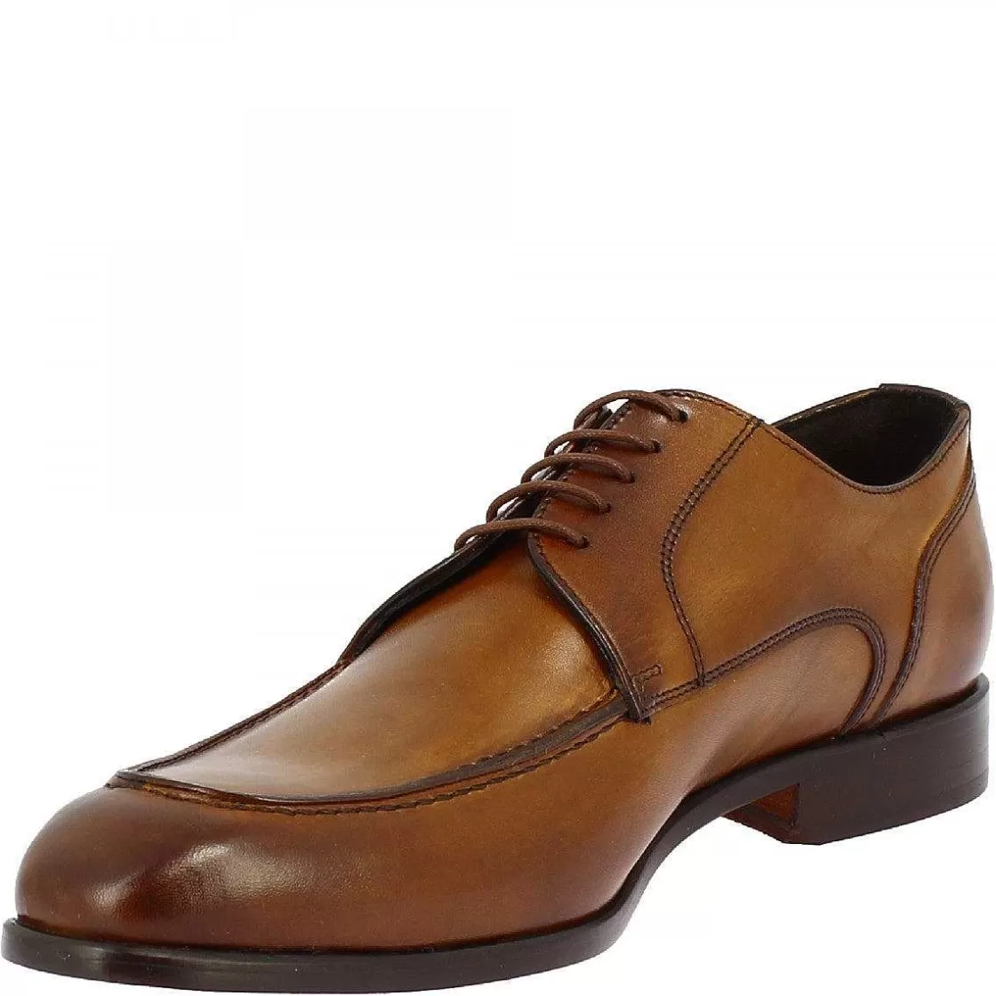 Leonardo Men'S Handmade Lace-Up Shoes In Brown Calf Leather Clearance