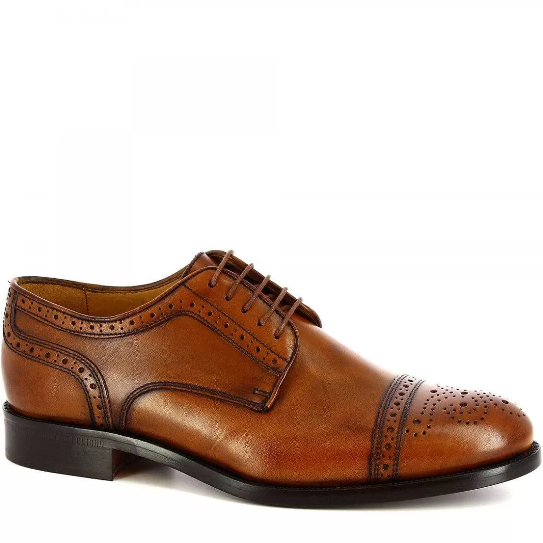 Leonardo Men'S Handmade Oxford Brogues In Leather Calf Leather With Tip New