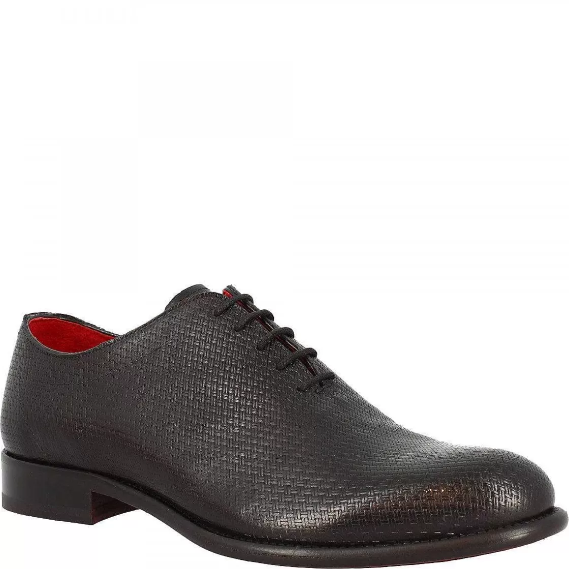 Leonardo Men'S Handmade Round Toe Brogues Shoes In Black Montecarlo Calf Leather Outlet