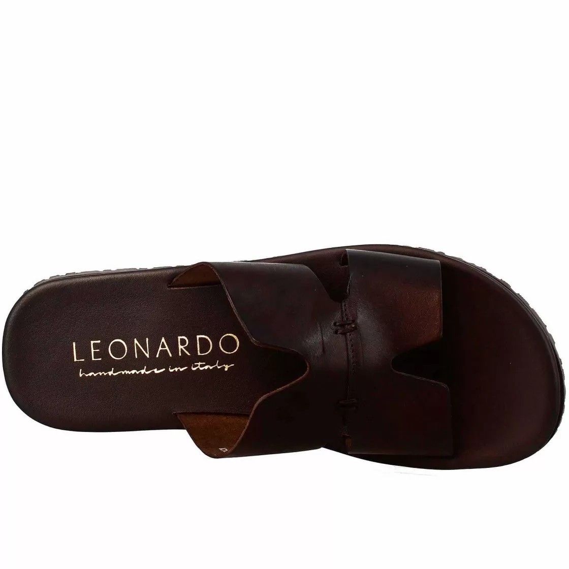 Leonardo Men'S H-Shaped Sandals In Dark Brown Leather Cheap