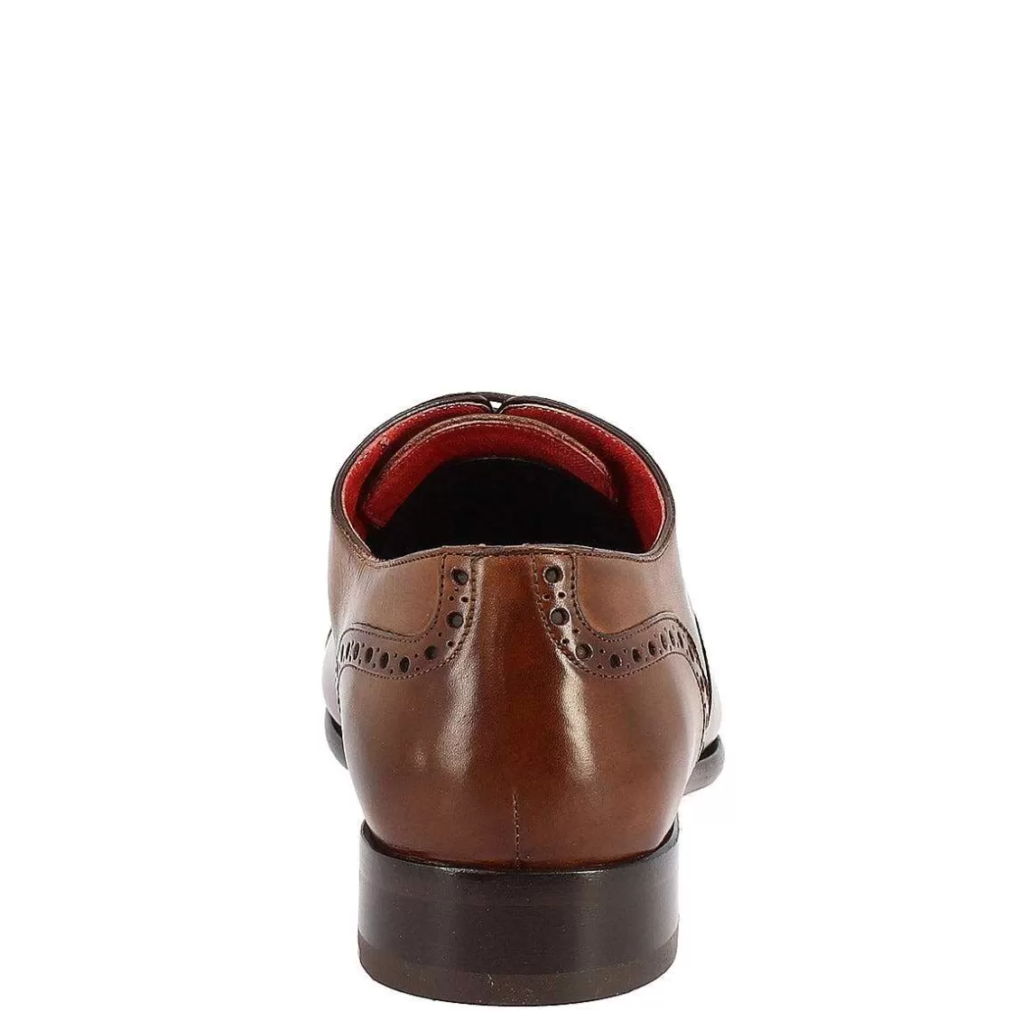 Leonardo Men'S Lace-Up Brogues Shoes Handmade In Montecarlo Brandy Leather Fashion