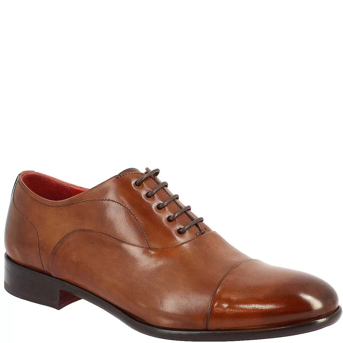 Leonardo Men'S Lace-Up Shoes Handmade In Brandy Leather Outlet