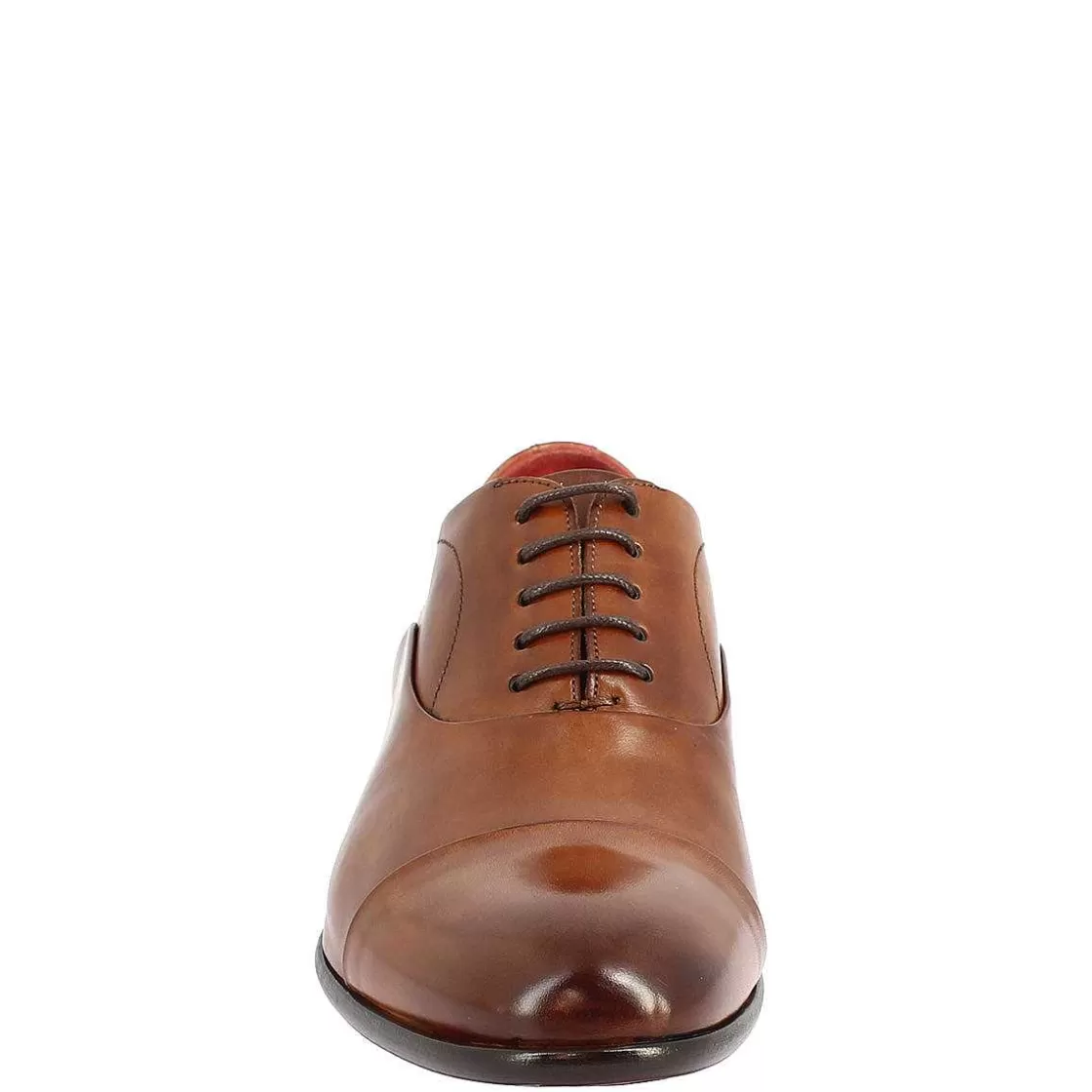 Leonardo Men'S Lace-Up Shoes Handmade In Brandy Leather Outlet