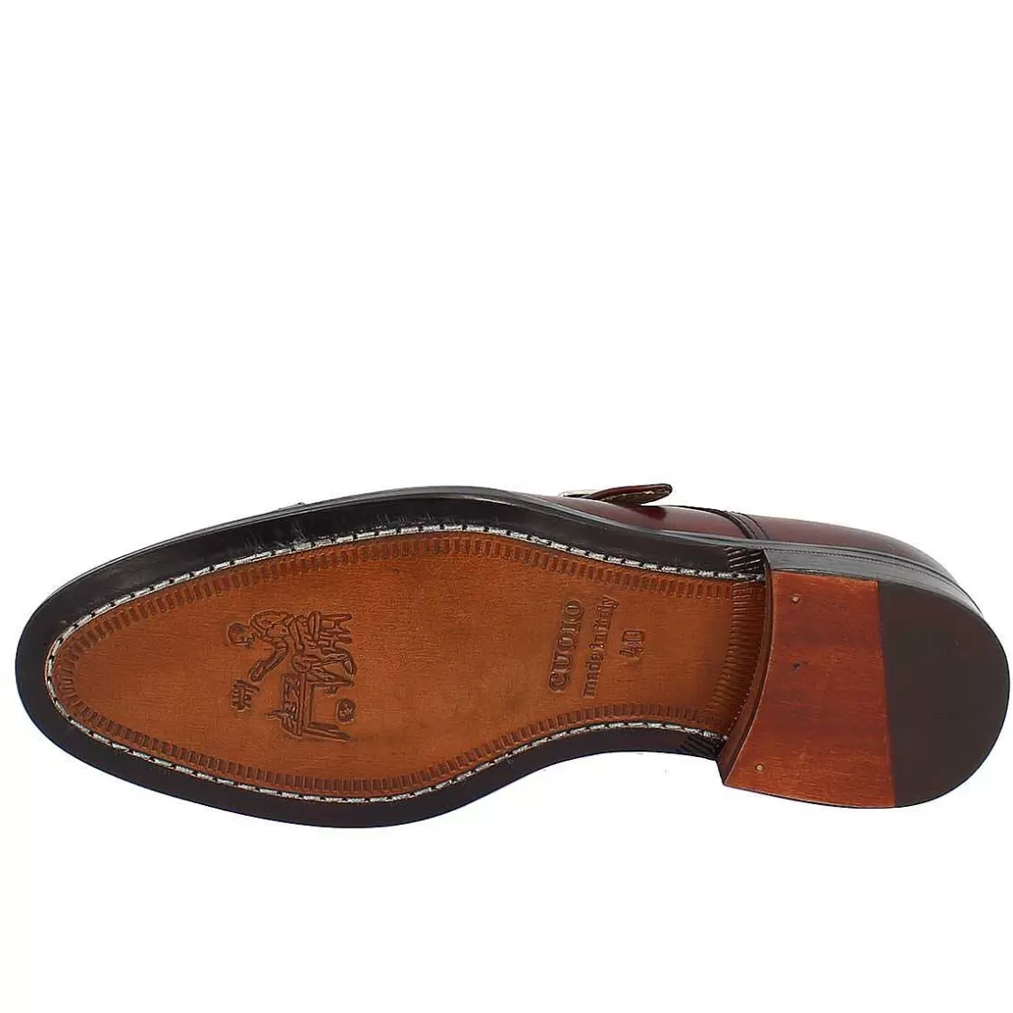 Leonardo Men'S Shoes In Burgundy Leather Handmade With Buckle Hot