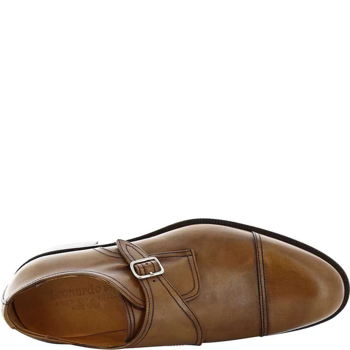 Leonardo Men'S Shoes In Tan Leather Handmade With Buckle Closure Online