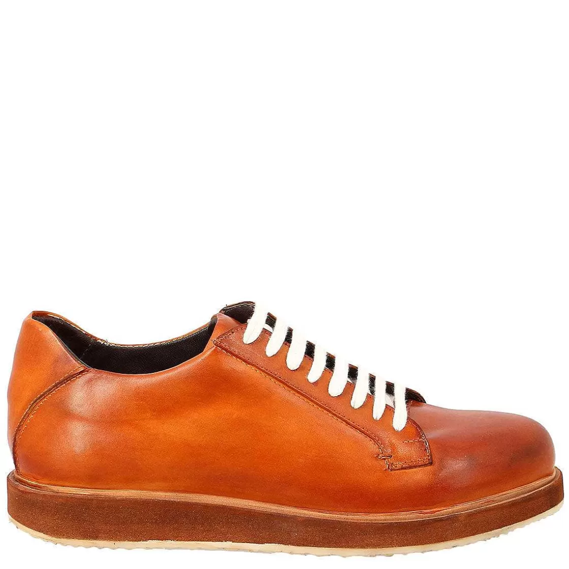 Leonardo Men'S Sneakers In Tan Leather Made And Colored By Hand. Clearance