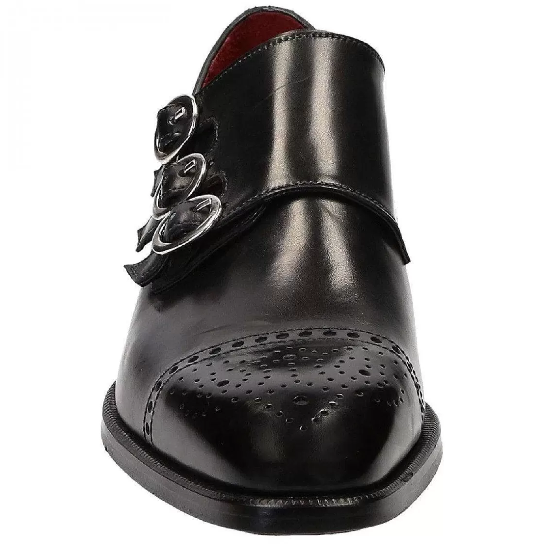 Leonardo Men'S Triple Buckle Shoes In Black Leather Hot