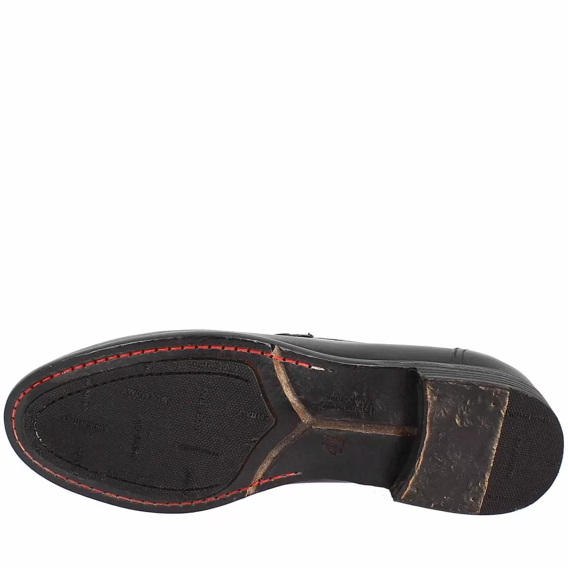 Leonardo Moccasin In Black Leather With Red Border Outlet