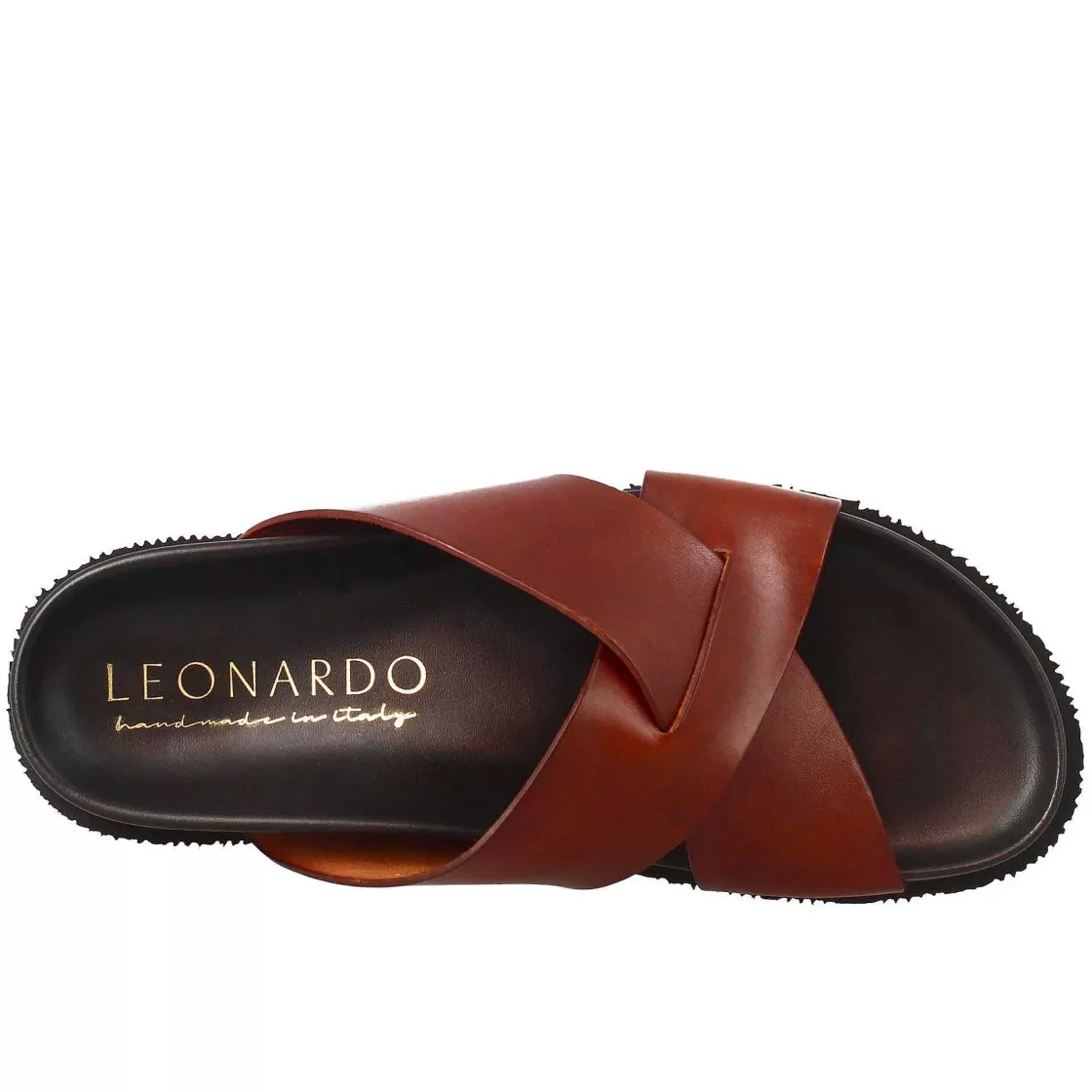Leonardo Open Back Brown Leather Men'S Sandals Flash Sale