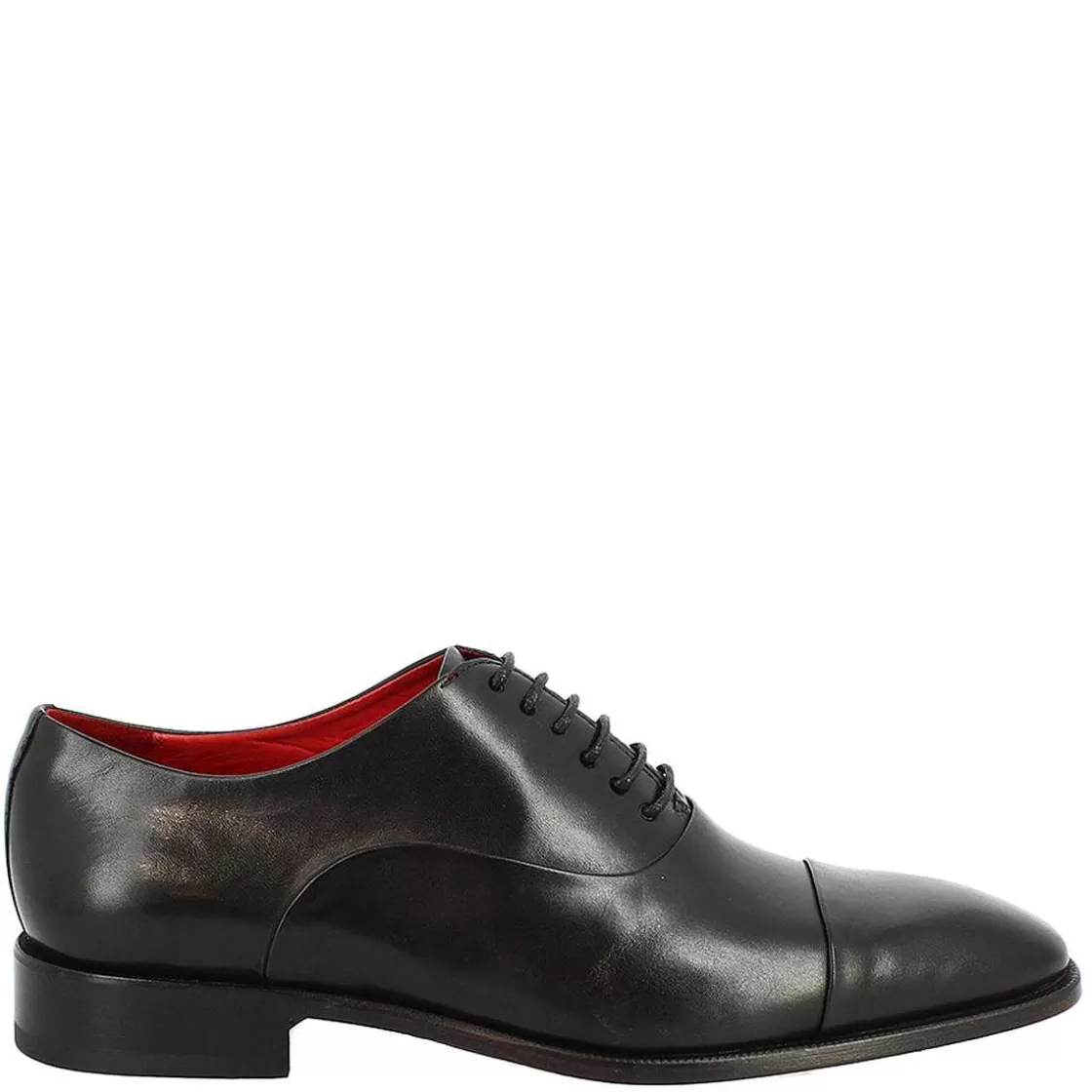 Leonardo Oxford Shoes With Toe Cap In Black Leather New