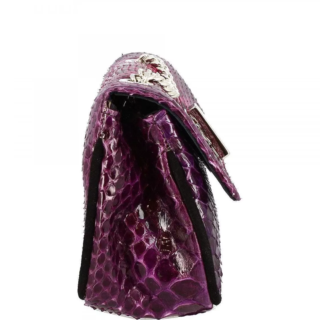 Leonardo Pamela Women'S Shoulder Bag Handmade In Fuchsia Python Leather With Chain Shop