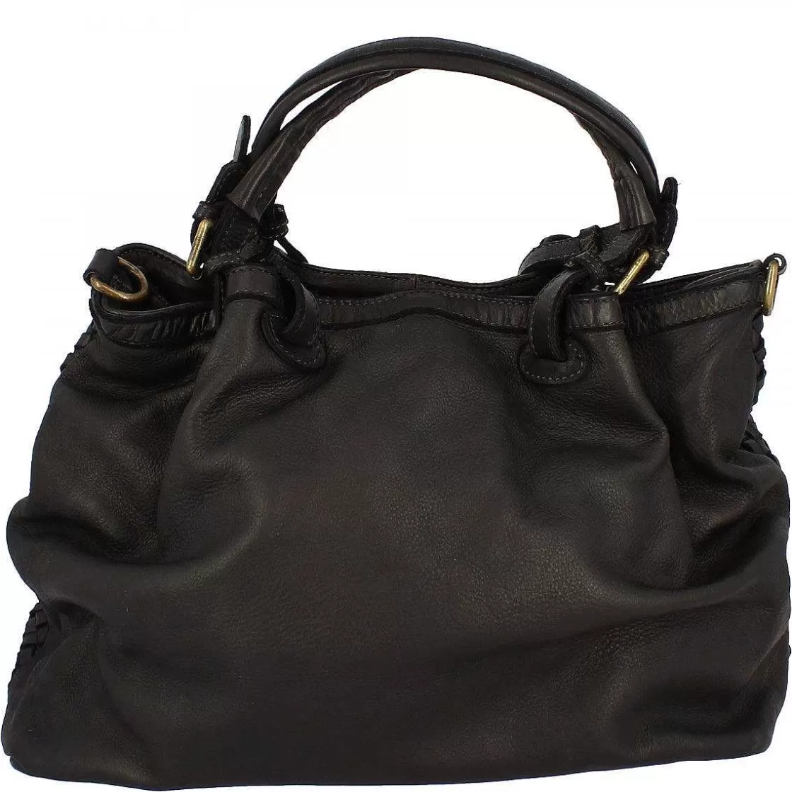 Leonardo Petrarca Women'S Bag Handmade In Black Woven Leather With Shoulder Strap Online