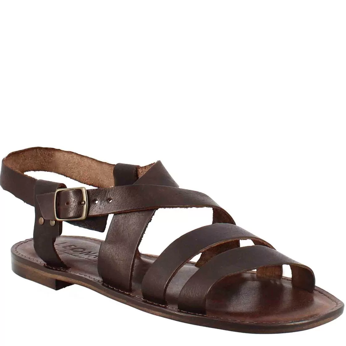 Leonardo Pisa Gladiator Sandals For Men In Brown Leather Best Sale