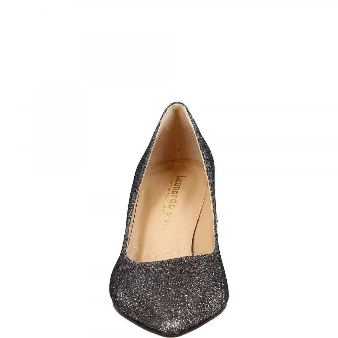 Leonardo Pointed Toe Galaxy Pumps For Women With Double Heel Handmade In Gray Fabric Best