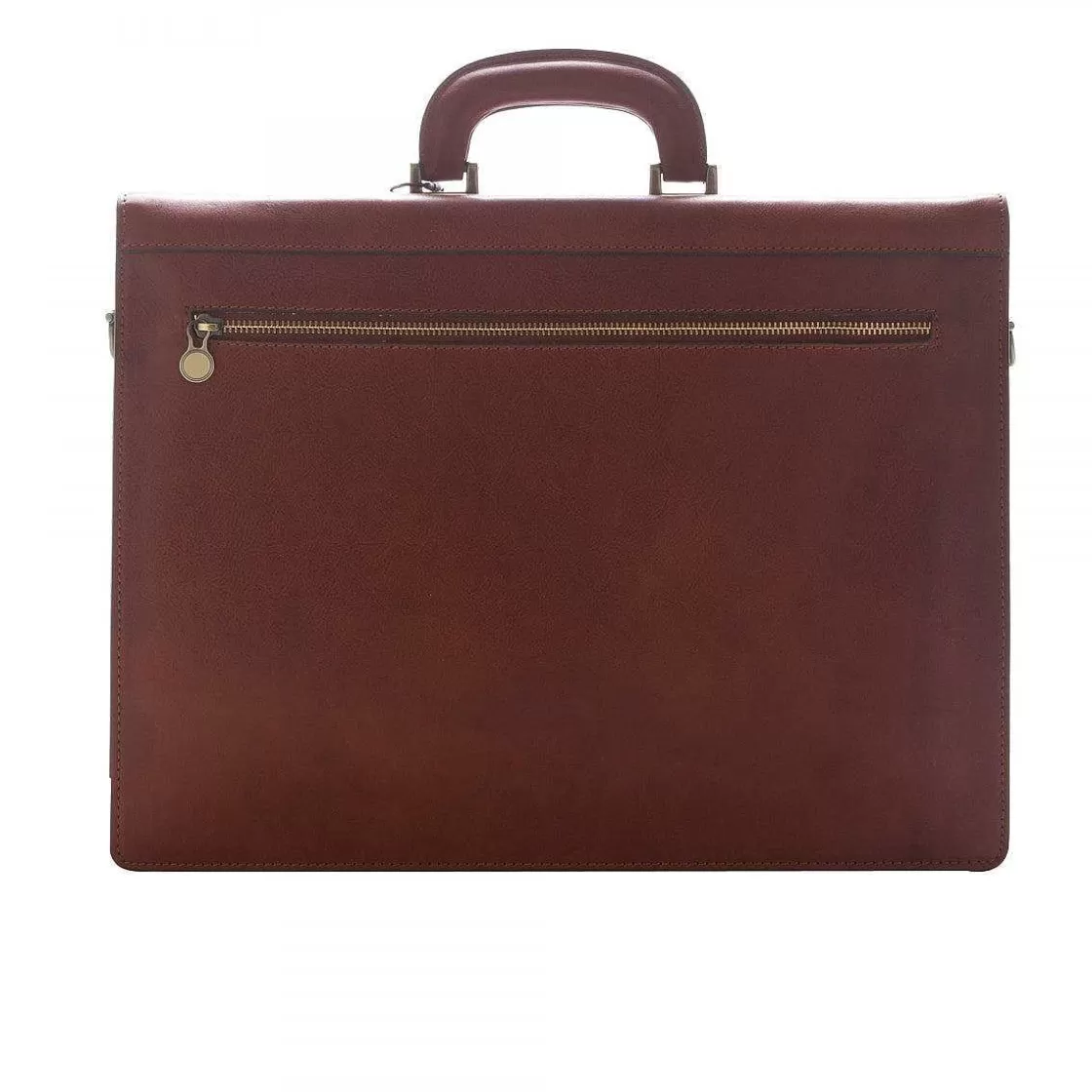 Leonardo Professional Briefcase With Two Compartments In Full Grain Leather With Flap Closure And Adjustable Shoulder Strap Flash Sale