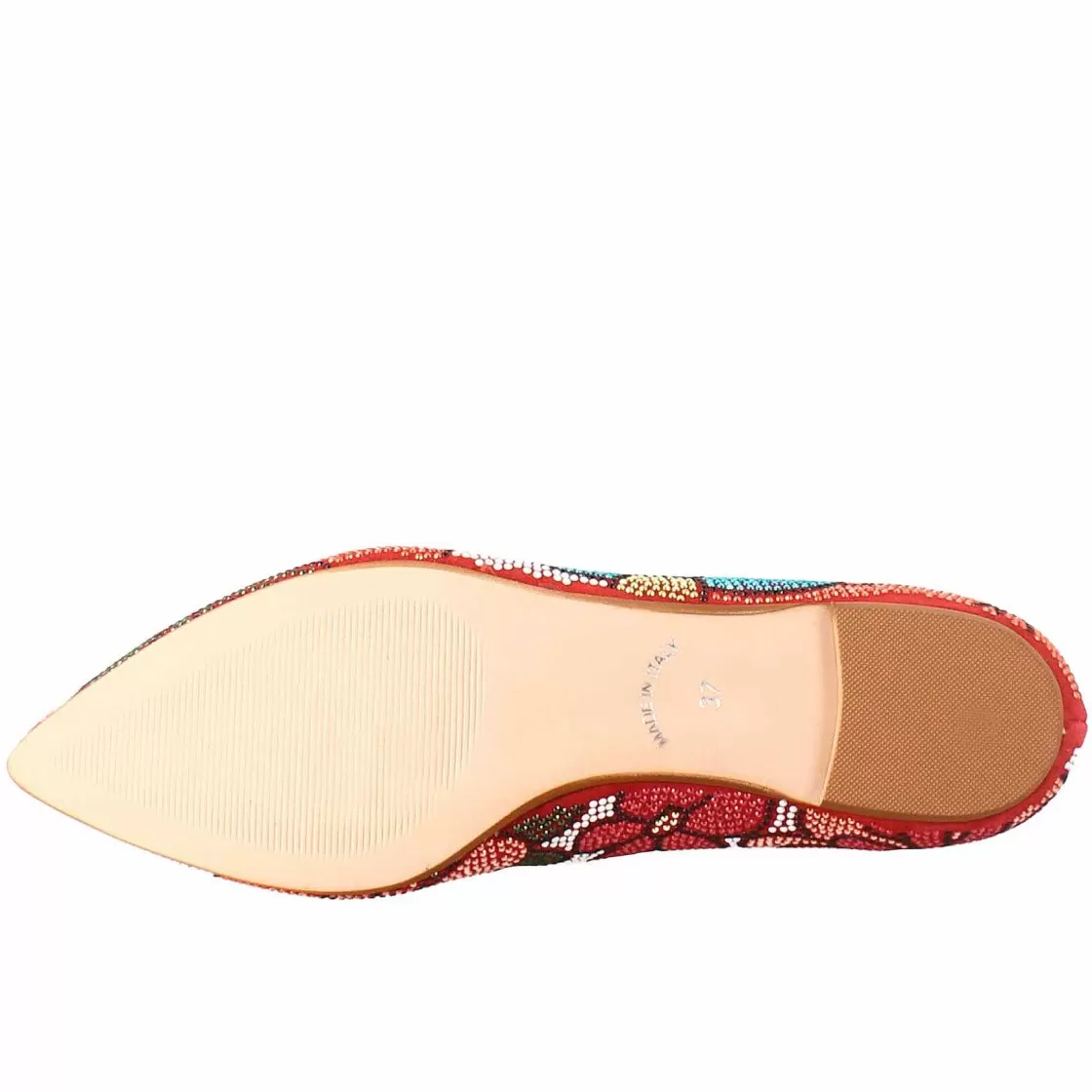 Leonardo Red Women'S Ballet Flats In Suede With Rhinestones Sale