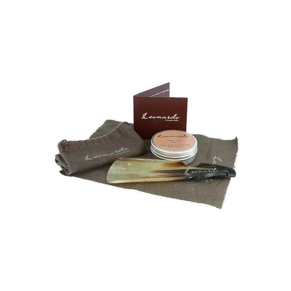 Leonardo Shoe Kit In Leather With Shoe Horn And Shoe Wax Shop