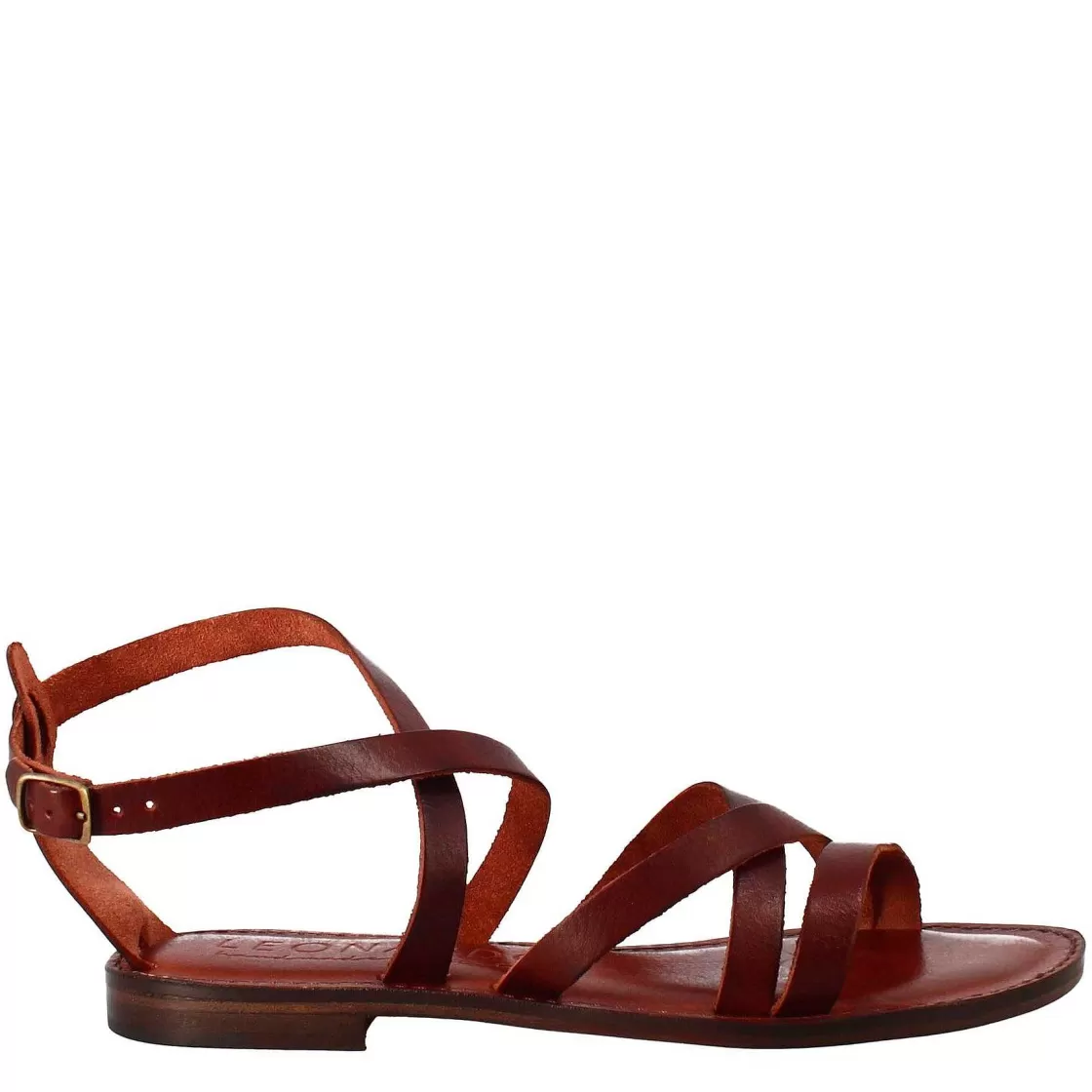 Leonardo Sinfonia Women'S Sandals Ancient Roman Style In Brown Leather Sale