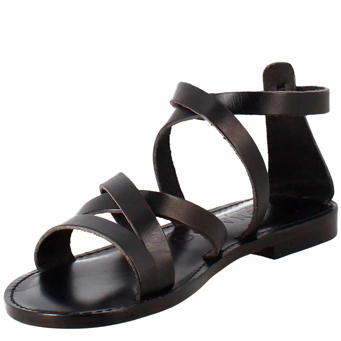 Leonardo Sinfonia Women'S Sandals In Ancient Roman Style In Black Leather Best