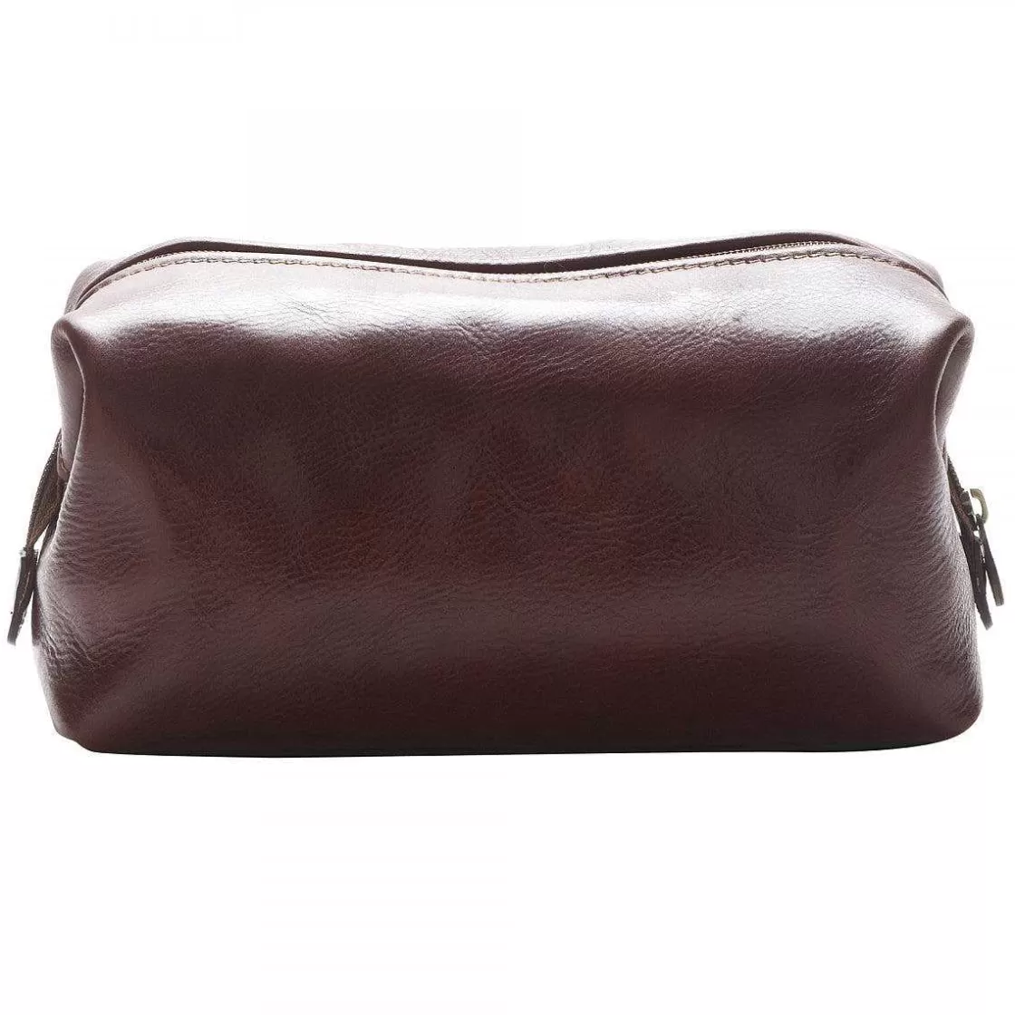 Leonardo Small Toiletry Bag In Full Grain Leather With Zip Closure And Utility Pocket Cheap