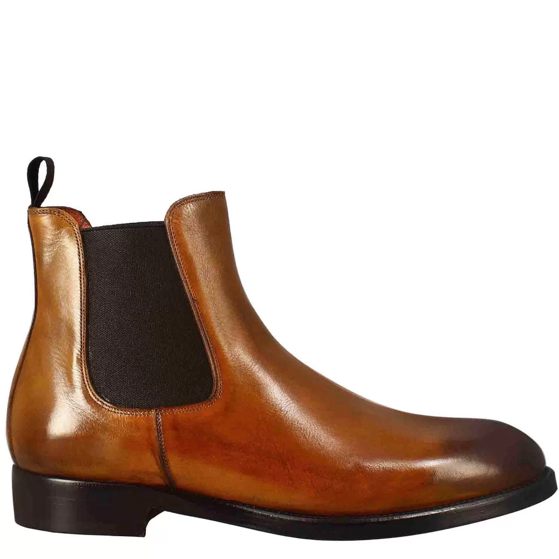 Leonardo Smooth Men'S Chelsea Boot In Light Brown Leather With Elastic Store